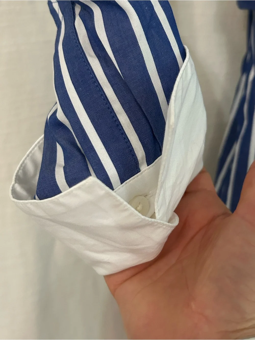 J. Crew Classic Preppy Blue & White Striped Belted Shirt Dress w/Contrast Collar